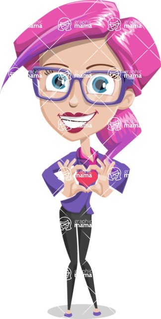 Pam the Lucky Charm: Ultra Violet Edition 2018 - Girl with Violet Hair with Heart Cartoon Character